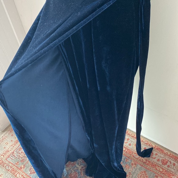 Modcloth x Collectif Velvet Wrap Maxi Dress Navy Blue Size 10 Large - Picture 3 of 11